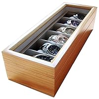 JIANGXIUQIN Watch Box Box Organizer with Glass Display Solid Light Wood Watch Top by Case Elegance for Men Women