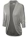 Doublju Womens 3/4 Dolman Sleeve Loose Fit Open Cardigan HEATHERGRAY LARGE