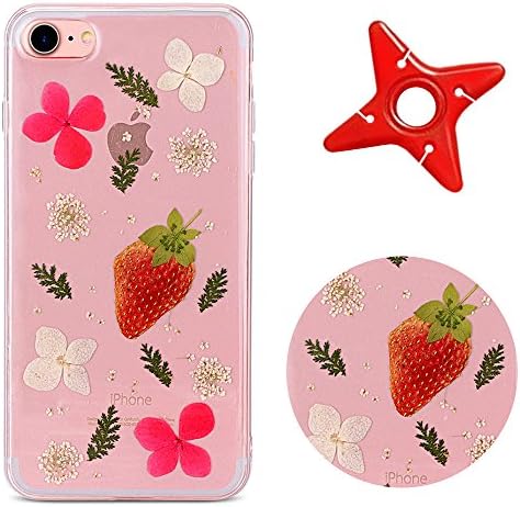 iPhone 6s Case, iPhone 6 Clear Cover, MAOOY Colorful Real Pressed Flower and Fruit Design Soft TPU Silicone Bumper Case Ultra Thin Slim Anti-dust Protection for iPhone 6/6s, Strawberry