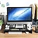 SONGMICS Bamboo Monitor Stand Riser with Storage Organizer Laptop Cellphone TV Printer Stand Desktop Container Black ULLD201H