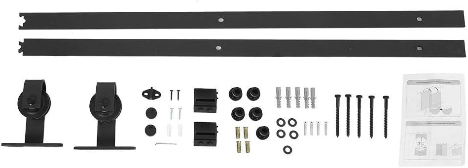 Top Door Hardware, 6.6ft Top Mounted Black Sliding Barn Door Hardware Easy Install Wooden Doors Track Kit for Wooden Door, Sliding Door