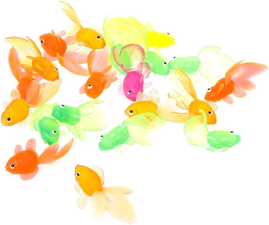 Xuniu Small Goldfish, 20 Pieces Rubber Simulation Small Goldfish Gold Fish Kids Toy Decoration Bath Toy Random Color