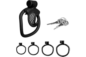 Male Chastity Device Cock Cage Flat Chastity Penis Cage with 4 Different Arc Rings and 2 Keys for Men's Penis Bondage SM Sex 