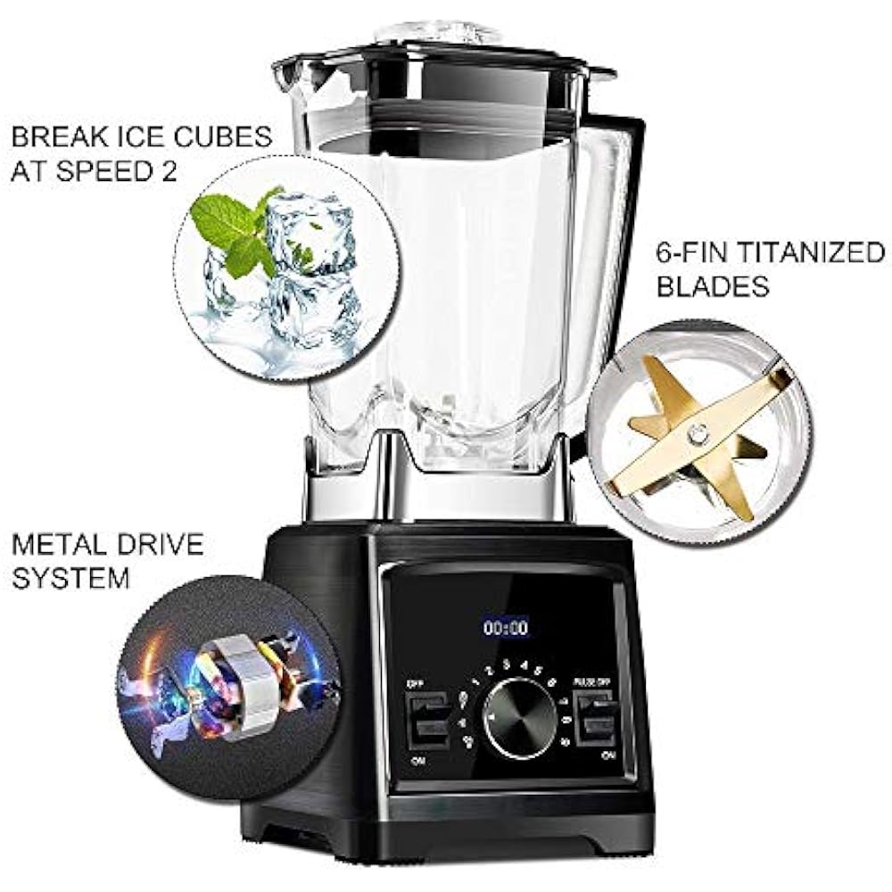 Decen Blender Smoothie Maker 1450W High 9 Speed 6Fin Titanized