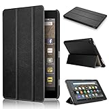 All-New Amazon Fire 7 & Fire 7 Kids Edition Tablet Lightweight Slim Shell Stand Cover with Translucent Frosted Back for Fire 7 Black (with Auto Wake/Sleep)