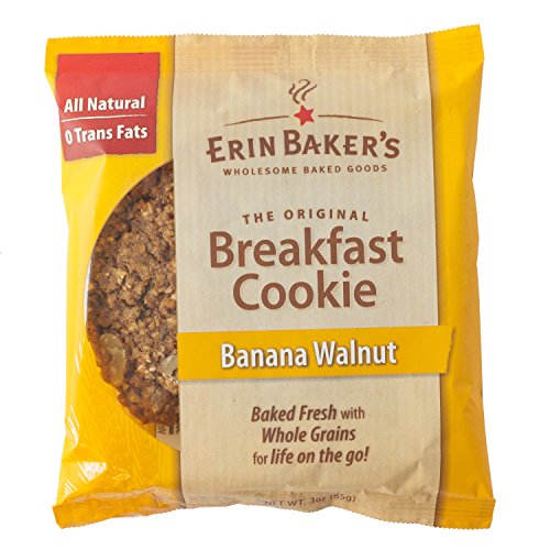 Erin Baker's Breakfast Cookies, Banana Walnut, 3-Ounce Individually Wrapped Cookies, 12 Count
