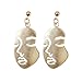 Smooth Plane Fun Art Face Design Lady Stud Earrings Gold