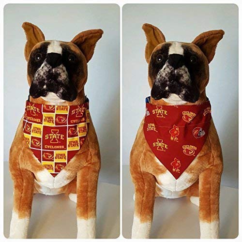 Reversible Bandana, Made With Iowa State University Fabric, Cyclones, Scarf, Dog, Cat, Pet, Slip On Over The Collar, (Does Not Tie) 2 in one