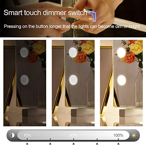 Chende Lighted Vanity Mirror with Dimmable LED Bulbs, Hollywood Style ...