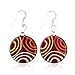 925 Sterling Silver Hand Painted Murano Glass Red Multi Ciricles Round Dangle Hook Earrings 1.8”