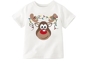 BQG Christmas Shirt for Kids Toddler Boys Girls Rudolph The Red Nose Reindeer T-Shirts Short Sleeve Holiday Tee