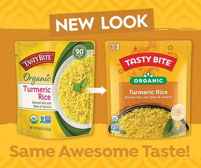 Tasty Bite Organic Turmeric Rice, 8.8 Ounce, Pack of 6, Ready to Eat