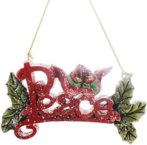 Regency 5" Resin "Peace" Block Ornament with Cardinal