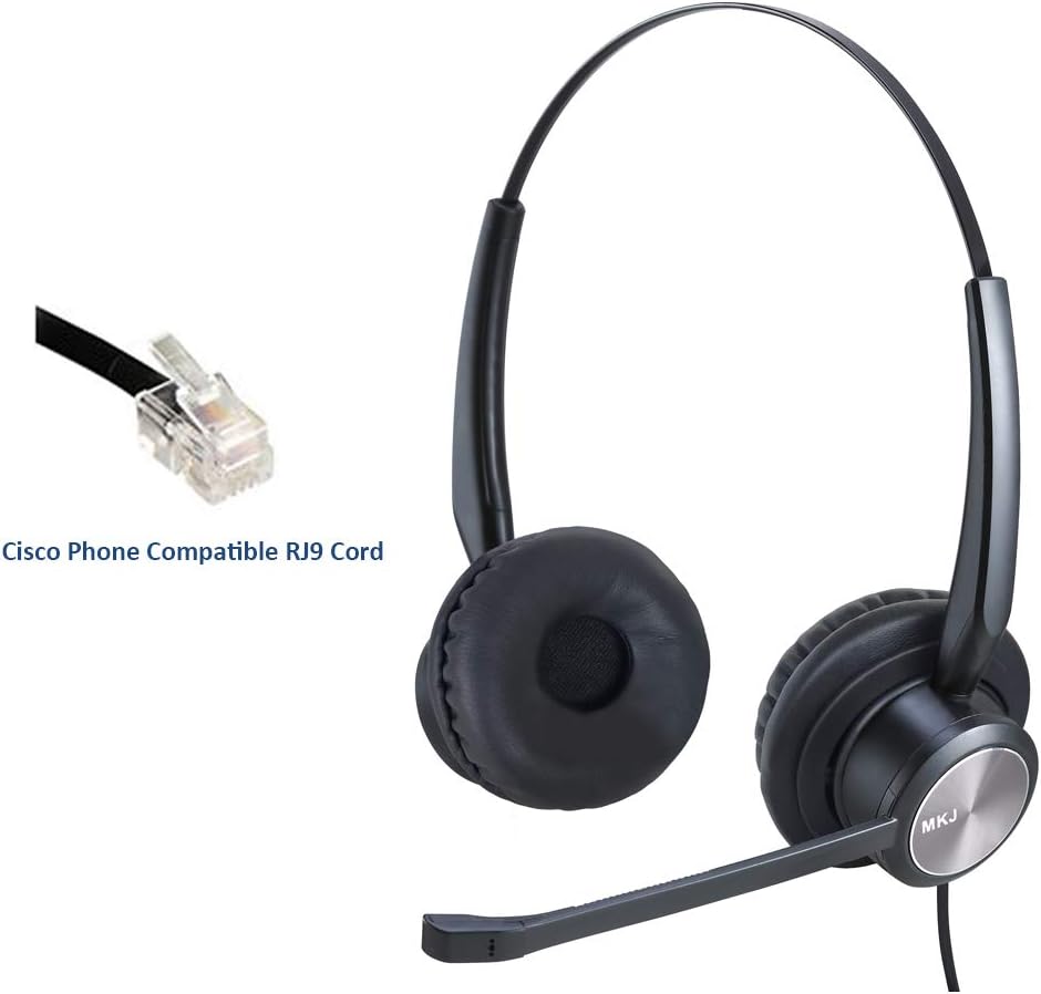 RJ9 Cisco Headset for Office Phones Noise Cancelling Phone Headset with