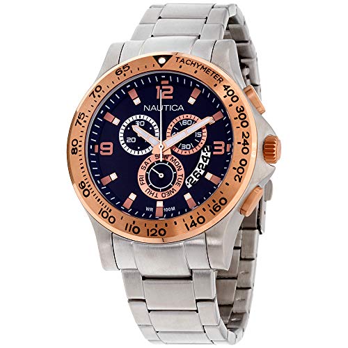 Nautica Men's NAD22503G NST 600 Chrono Analog Display Japanese Quartz Silver Watch