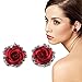 KeyZone 1 Pair Stylish Lady Rose Flower Zinc Alloy Pierced Ear Stud Earrings Red