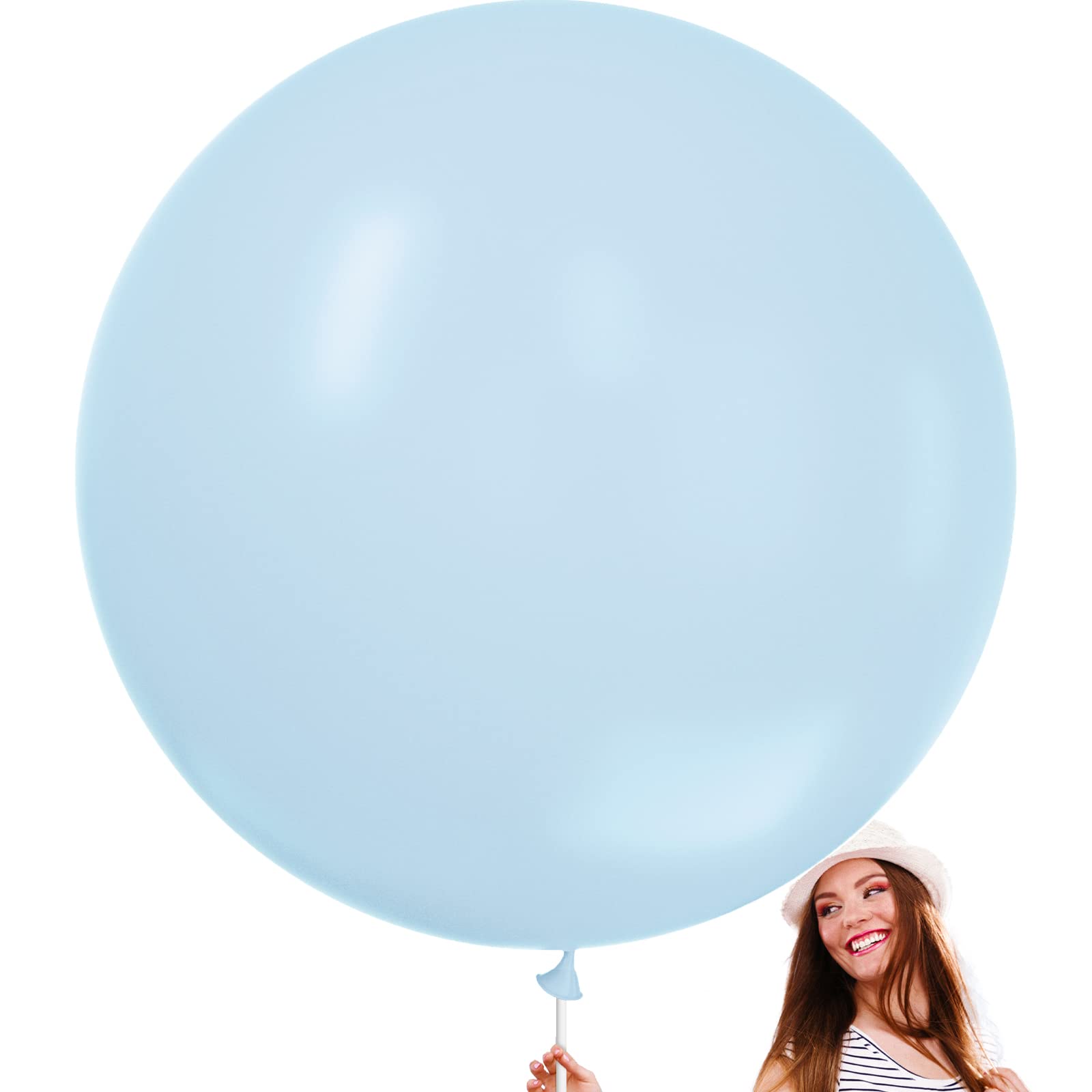 Photo 1 of PartyWoo Baby Blue Balloons 4 pcs 36 Inch Extra Large Big Jumbo Giant Light Pastel Sky Aqua Blue Latex Helium Balloons for Graduation Baby Shower Gender Reveal Birthday Party Decorations Blue-Q13
