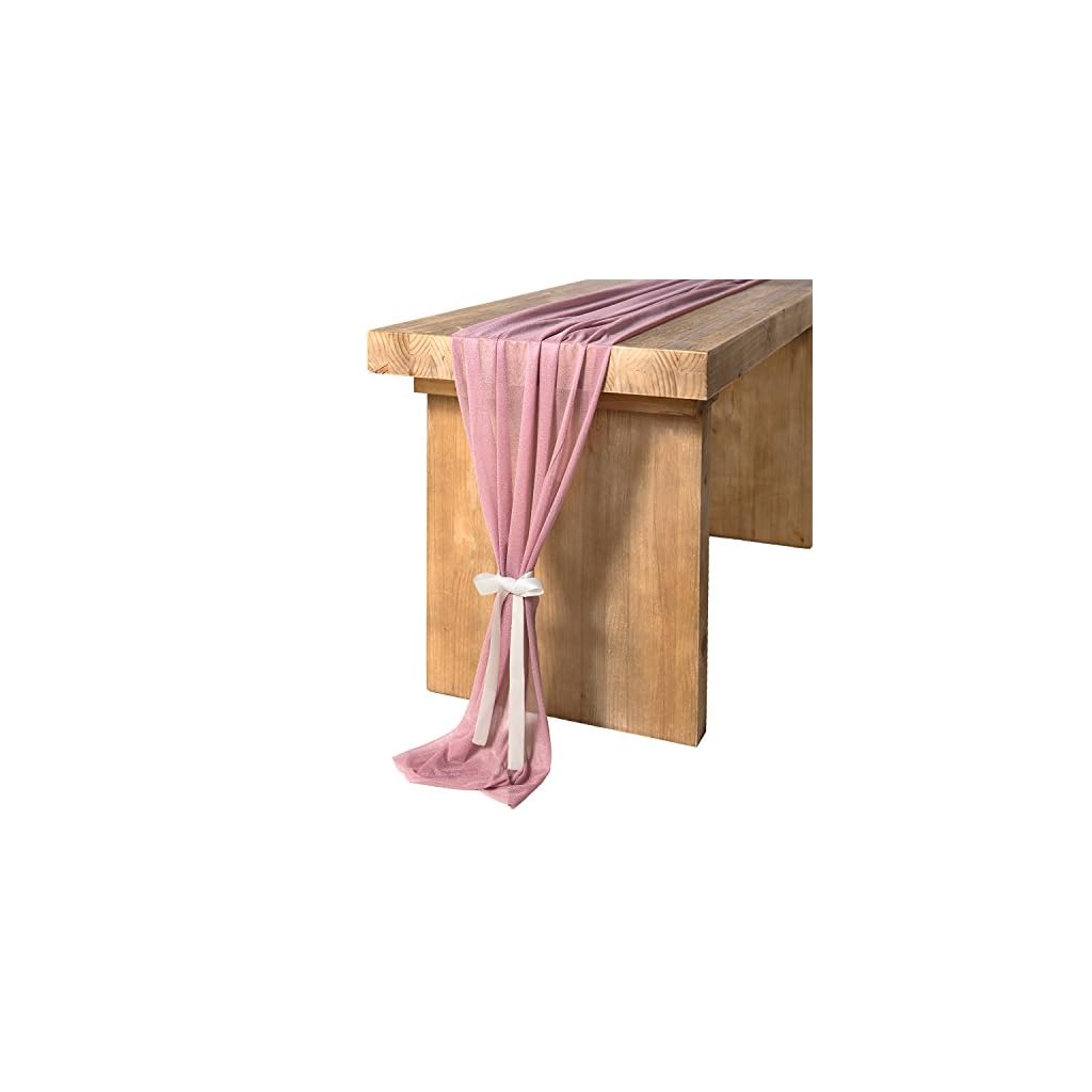 Ling's moment 10Ft Mauve Sheer Chiffon Table Runner for Wedding Rustic
