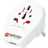 Skross World to Europe USB Travel Adaptor, White