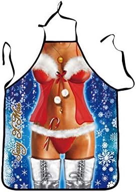 Merry21 Women's Christmas Print Whimsy Novelty Gift Kitchen Restauran Apron Blue