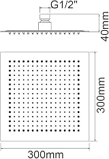 GRIFEMA 12 Inch Rain Shower Head Square High-Pressure 304 Stainless Steel Chrome view 3