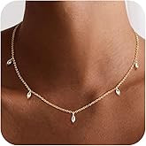 DIFOMI Gold/Silver Necklaces for Women, Dainty 14K Real Gold/Sterling Silver Plated Y-Shaped Necklace CZ Drop Chain Pendant Necklace Trendy Jewelry Gifts for Women