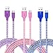 OKRAY 3 Pack 6ft/1.83m Durable Nylon Braided Micro USB 2.0 Charge Cable Sync Charging Cord Charger Compatible for Android, Samsung Galaxy, HTC, Google Nexus, Sony, Nokia, LG (Blue Purple Pink)