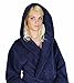 Arus Women's Soft Twist Hooded Full Length Turkish Cotton Long Bathrobe, Navy Blue, Large