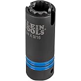 Klein Tools 66031 3-in-1 Slotted Impact Socket, 12-Point Deep Sockets, Coaxial Spring Loaded, 3/4 and 9/16-Inch Hex Sizes, 1/2-Inch Drive