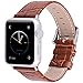 2 Colors for Apple Watch Bands 38mm, Fullmosa Bamboo Calf Leather Replacement Band/Strap with Stainless Steel Clasp for Apple iWatch Series 1 2 3 Sport and Edition Versions 2015 2016 2017,Brown