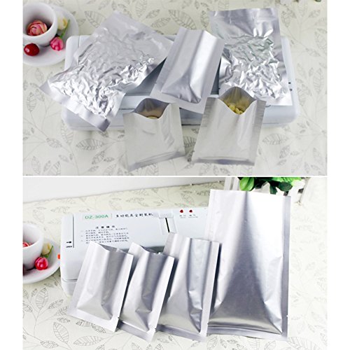 Silver Aluminum Foil Mylar Bag Vacuum Bags Sealer Double-sided Safety - Coffee/Nuts/Cosmetic Sample Giveaway - Long Term Storage Wrapping 100 Pcs (69cm(2.4in3.5in))