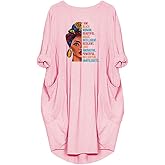 WbJetr Black Woman Beautiful Magic Printed Loose Pocket Oversize Tunic T-Shirt Dress