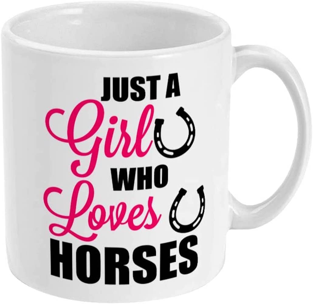 Girl who Loves Horses Mug - Funny Quote for The Equestrian Lover - Horse Coffee Mugs - Dish Washer and Microwave Safe