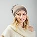 Winter Knit Hat Warm Thick Raccoon Fur Pompom Knit Skull Pure Color Fashion Cashmere Blend Slouchy Beanies for Women(Black)