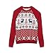 Blueberry Pet Reindeer Dog Owner Sweater in Tango Red & Blue, Large, Matching Holiday Dog Sweater Available Separately