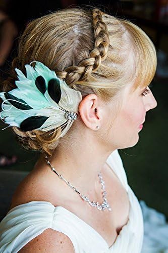JOLIE Peacock Feather Hair Clip, Feather Fascinator, Bridal Hair Piece in Ivory, Mint, Black, and White