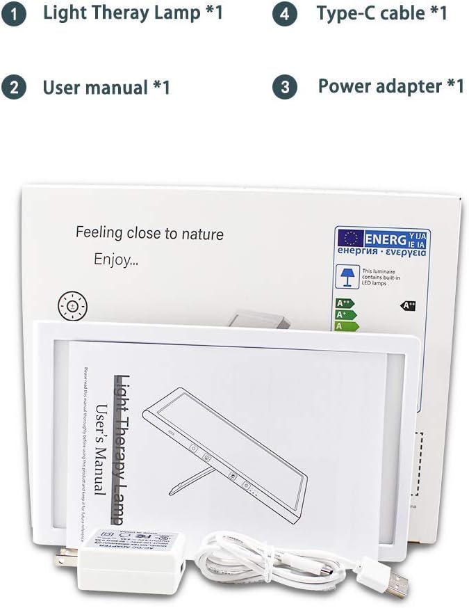 Light Therapy Lamp, UV-Free 10000 Lux LED Sunlight Therapy Light, Adjustable Brightness Levels, Touch Control, 3 Timer Settings with 3 Color Temperature for Mood-Boosting Light: Health & Personal Care