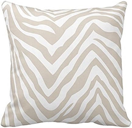 Remain Unique Beige And White Zebra Stripes Pattern Design Decorative Throw Pillow Case Cushion Cover For Couch Sofa Bed,Printed Square Cotton Pillowcase,24X24 Inch
