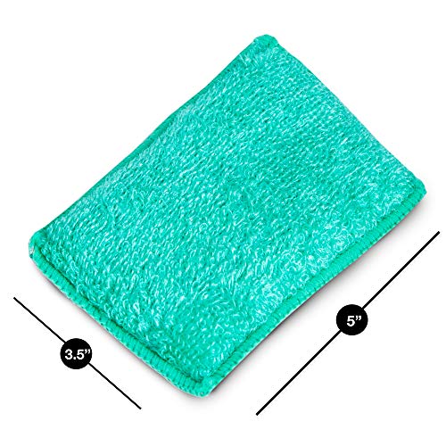Smart Design SmartCloth Scrub Sponge w/Antimicrobial Odorless Fibers - Ultra Absorbent - Soft & Scrubber Side - Cleaning, Dishes, Hard Stains - Kitchen (Non-Scratch 3 Pack) [Yellow, Green, Pink] - Thumbnail 5