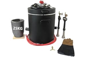 LSMIITTH 25KG(55LBs) Large Propane Smelting Furnace Kit with Crucible 25KG, Double Forge Burners, Foundry Casting Kiln Furnace for Melting Metal Recycle Gold Copper Aluminum