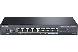 BrosTrend 8-Port 2.5G Ethernet Switch Multi-Gigabit Unmanaged Network Switch 2.5Gb Switch Supports Static Link Aggregation & VLAN, Ethernet Hub Fanless, Desktop Wall Mount, Limited Lifetime Protection