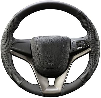 Eiseng DIY Car Steering Wheel Cover for Chevrolet Chevy Cruze 2011 2012 2013 2014 2015 Interior Accessories 15 inches Stitch On Wrap Sew Black Genuine Leather