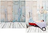 Laeacco 3x5ft Thin Vinyl Photography Backdrops Western Rustic Background Retro Door Design Wooden Floor Theme Baby Newborn Birthday Photo Backgrounds Studio Prop