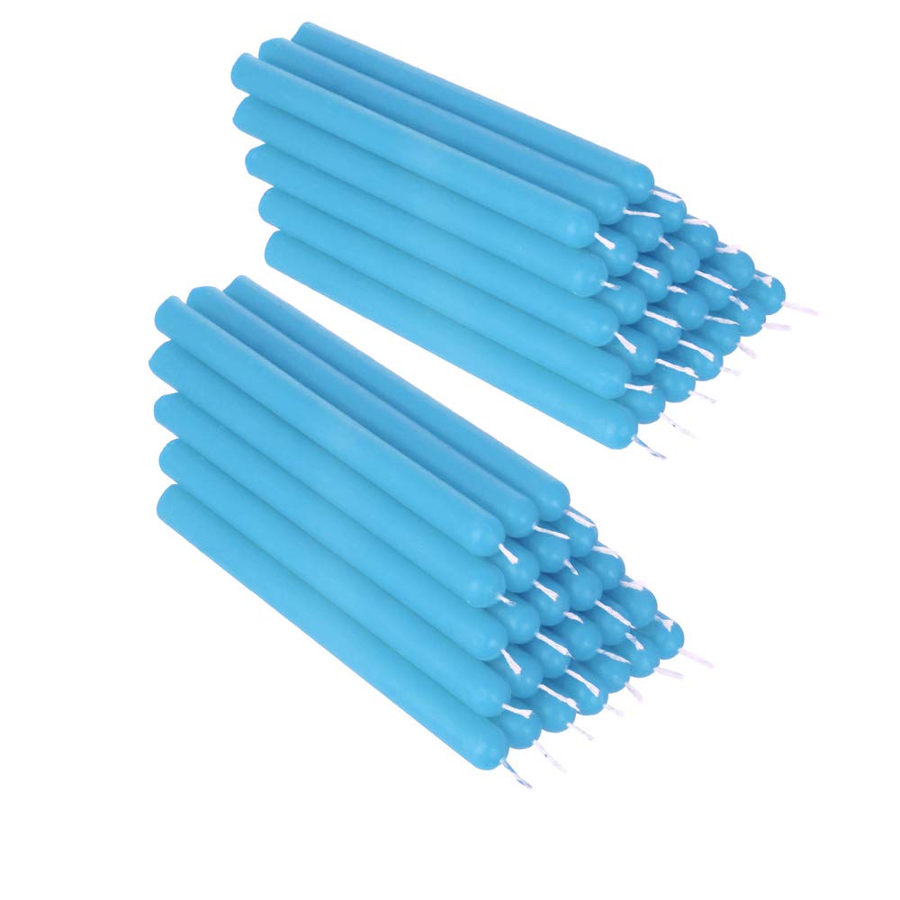 NKlaus 50x Light Blue Paraffin Wax 12cm sootfree Handmade Table Candles Ritual Candle drip Candles 36338