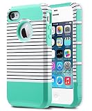 ULAK iPhone 4S Case,iPhone 4 Case, Dual Layer Hybrid Slim Hard Case for iPhone 4S & iPhone 4 with Hard PC Cover and Soft Inner TPU (Minimal Mint Stripes)