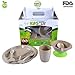 7-pieces Toddler Kids infant ORGANIC Dinnerware Including Divided Plate Spill Proof Stay Put Suction Bowl Cup Spoon Soup Spoon & Fork Eco Friendly BPA Free. Complete Dishwasher safe baby feeding set.
