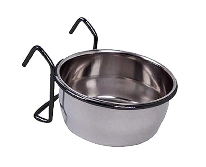 Pets Empire 1109BFPH_21 Stainless Steel Birds Coop Cup Feeder Bowl with Hook Holder