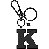 Initial Keyring Gifts Black Letter Keychain for Women Initial Letter Keyring for Backpack Black Keychain