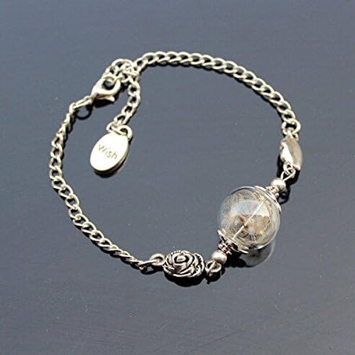 New Dandelion Wish glass ball vintage Silver Chain Charm Bracelet Jewelry