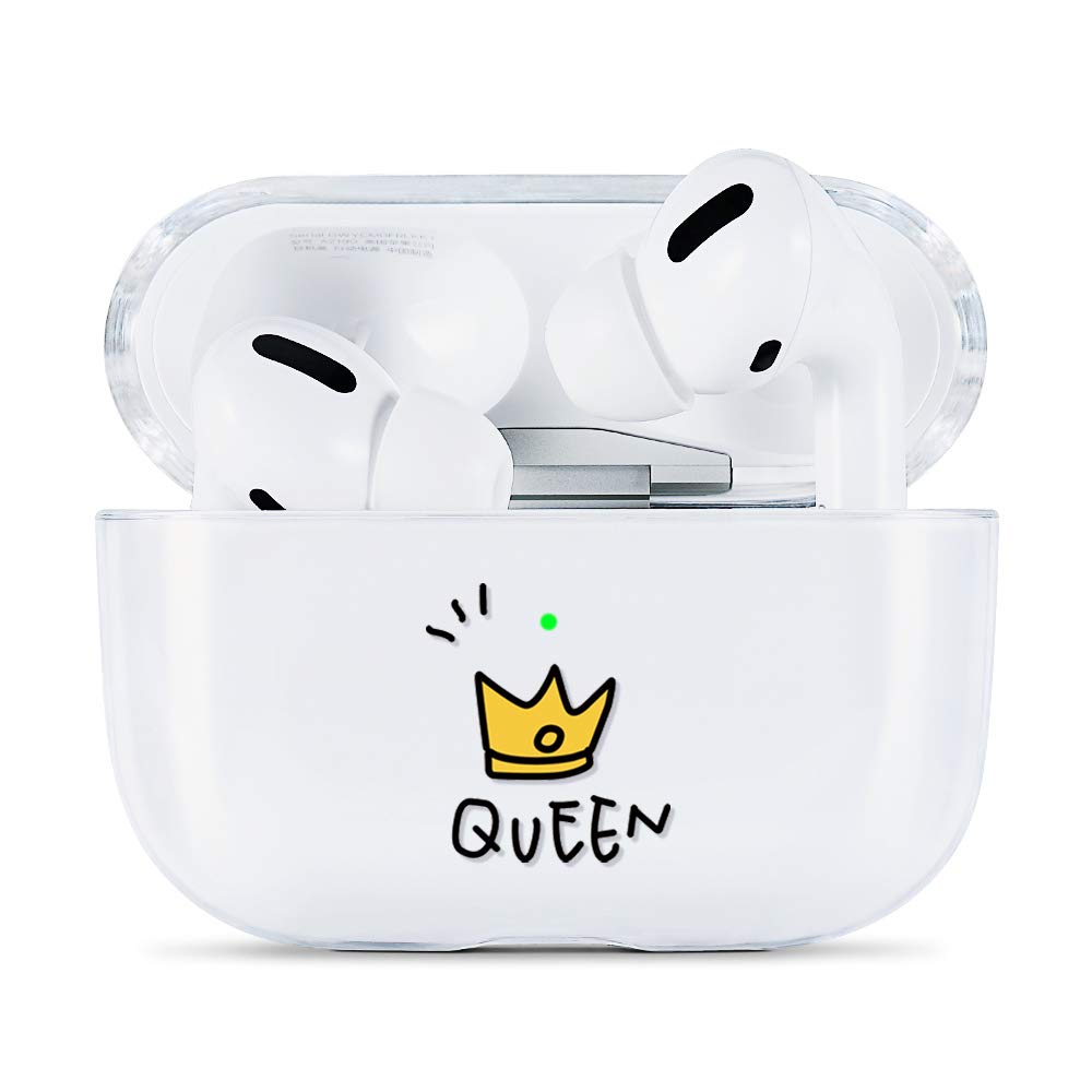 AKABEILA Case Compatible with Apple AirPods Pro Case Transparent Silicone Cute Design AirPod Pro 2019 Case Cover Front LED Visible Wireless Charging Case